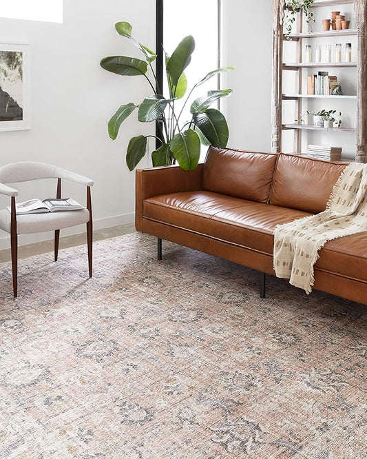 Loloi II Skye Collection SKY-01 Blush/Grey 2'-6" x 12'-0" Runner Rug