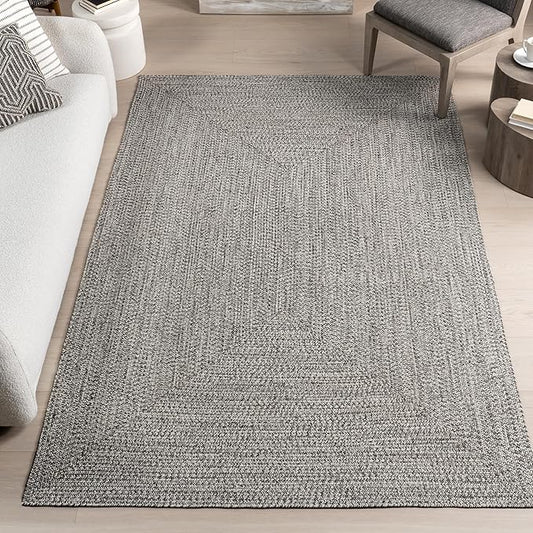nuLOOM 2' x 14' Solid Hand Braided Indoor/Outdoor Area Rug, Pet-Friendly, High Traffic, Weather Resistant, for Patio, Balcony, Bedroom, Living, Dining Room, Wynn Salt and Pepper