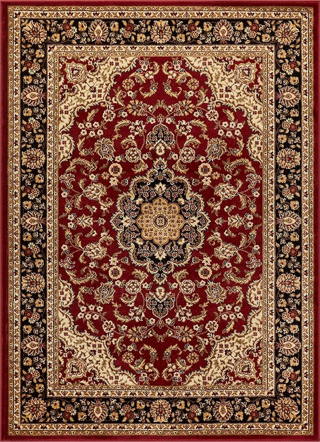 Well Woven Barclay Collection Medallion Kashan Red 5x7 (5'3" x 7'3") Area Rugs - Stain & Fade Resistant - Perfect Red Rug for Living Room, Bedroom, or Dining Room