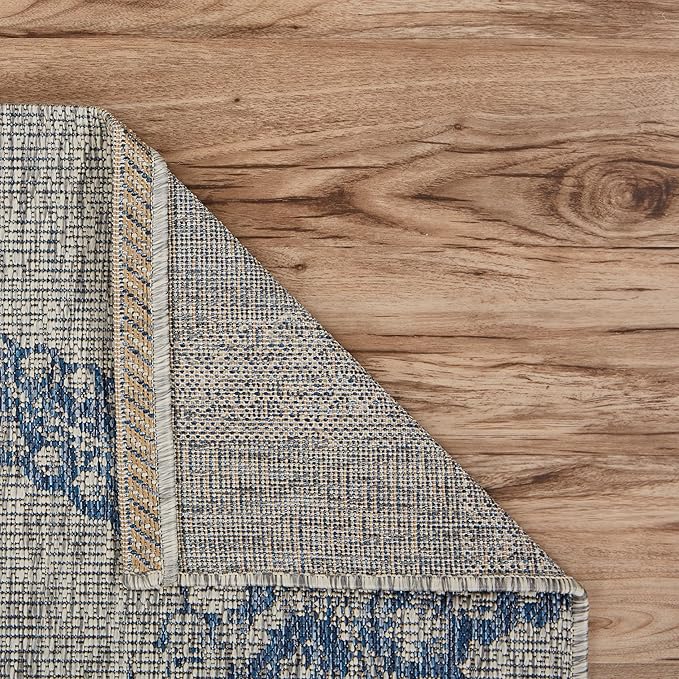 LR Home Captiva Starry Shores Indoor/Outdoor Area Rug, 7'9" x 9'5", Gray/Navy