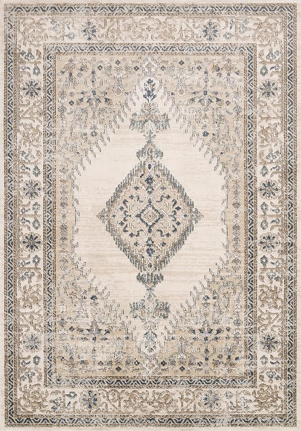 Loloi Teagan Collection 11'-6" x 15' Area Rug in Oatmeal/Ivory - Large, Soft Neutral Rug, High-Traffic for Living Room, Bedroom, Home Office, Dining Area