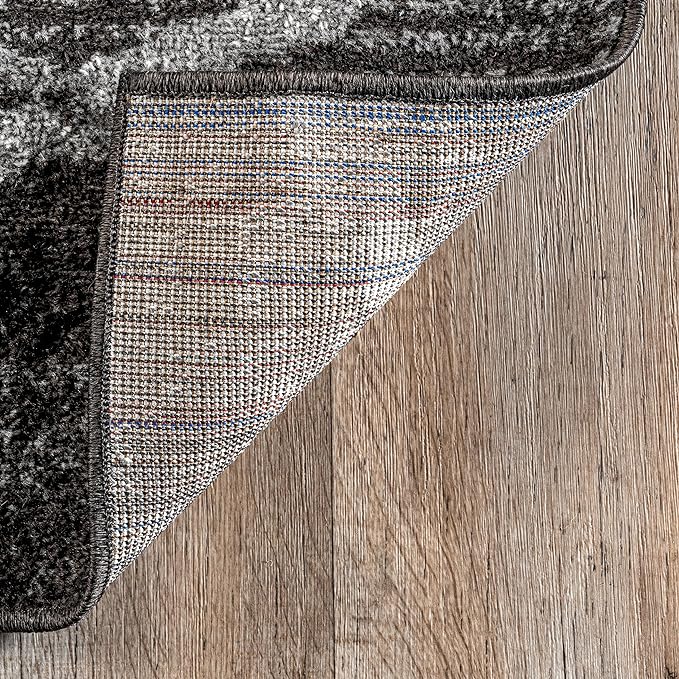 nuLOOM 6 Square Thigpen Contemporary Area Rug, Charcoal, Abstract Lines, Non-Slip Backing, Stain Resistant, For Bedroom, Dining Room, Living Room, Hallway, Office, Kitchen, Entryway