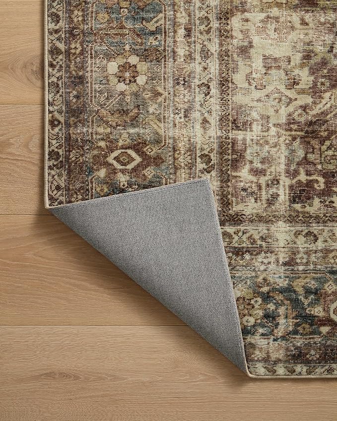 Loloi Magnolia Home by Joanna Gaines Sinclair Collection SIN-01 Rust/Lagoon 2'-3" x 9'-6", .25" Pile Height, Machine Washable, Runner Rug