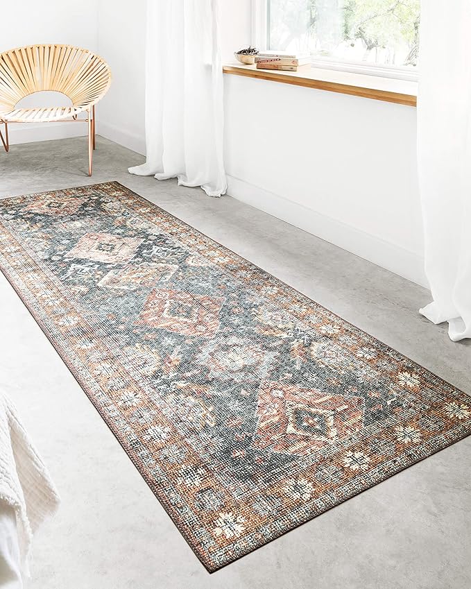 Loloi II Skye Collection SKY-10 Sea/Rust 2'-6" x 10'-0" Runner Rug