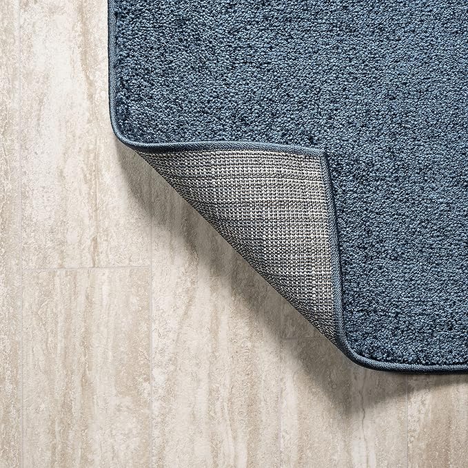 JONATHAN Y SEU100C-216 Haze Solid Low-Pile Indoor Runner Rug, Coastal, Bohemian, Minimalist, Classic, Casual for Bedroom,Kitchen,Living Room,Non Shedding,Easy-Washing, Blue, 2 X 16