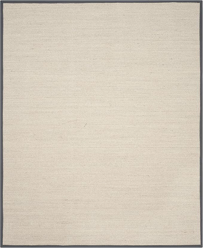 SAFAVIEH Natural Fiber Collection Area Rug - 8' x 10', Marble & Dark Grey, Border Sisal Design, Easy Care, Ideal for High Traffic Areas in Living Room, Bedroom (NF143D)