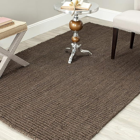 SAFAVIEH Natural Fiber Collection Accent Rug - 4' x 6', Brown, Handmade Chunky Textured Jute 0.75-inch Thick, Ideal for High Traffic Areas in Entryway, Living Room, Bedroom (NF447D)
