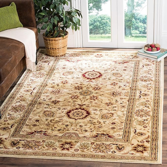 SAFAVIEH Lyndhurst Collection Area Rug - 6' x 9', Ivory & Ivory, Traditional Oriental Design, Non-Shedding & Easy Care, Ideal for High Traffic Areas in Living Room, Bedroom (LNH212L)