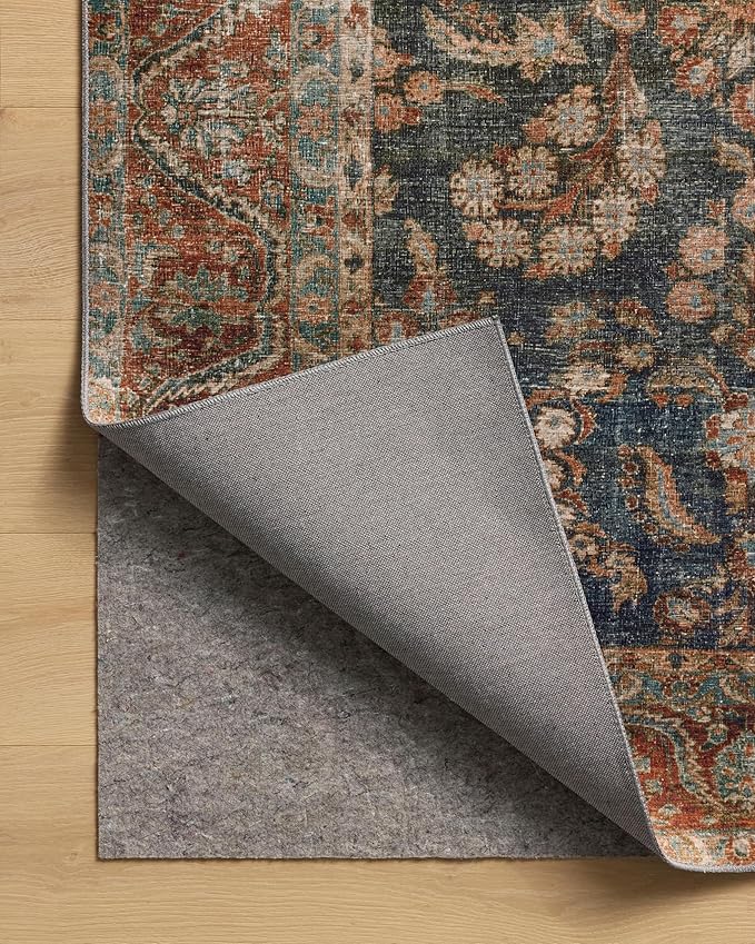 Loloi Chris Loves Julia Jules Collection JUL-10 Ocean/Spice 2'-6" x 9'-6", .13" Pile Height, Runner Rug