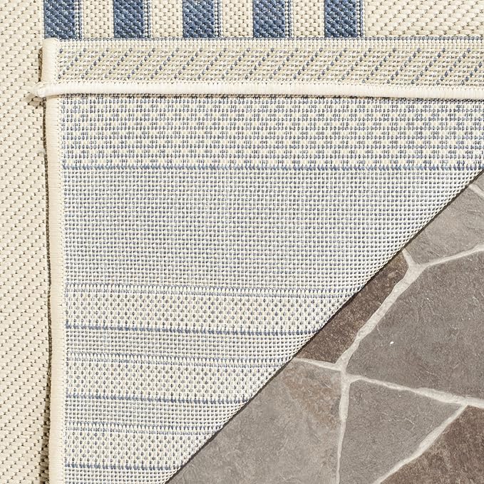 SAFAVIEH Courtyard Collection Runner Rug - 2'3' x 16', Beige & Blue, Non-Shedding & Easy Care, Indoor/Outdoor & Washable-Ideal for Patio, Backyard, Mudroom (CY6062-233)