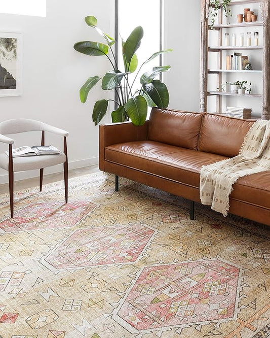 Loloi II Skye Collection SKY-04 Gold/Blush 2'-6" x 7'-6" Runner Rug