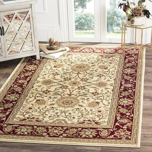 SAFAVIEH Lyndhurst Collection 3'3" Square Ivory/Red LNH212K Traditional Oriental Non-Shedding Living Room Bedroom Accent Rug