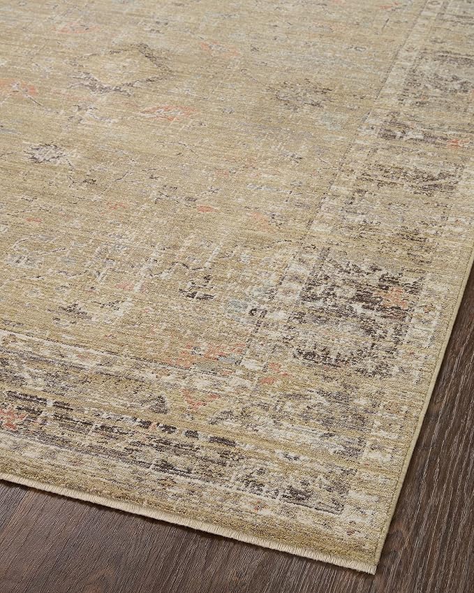 Loloi Magnolia Home by Joanna Gaines Millie Collection MIE-03 Gold/Charcoal 7'-10" x 10', .25" Pile Height, Area Rug