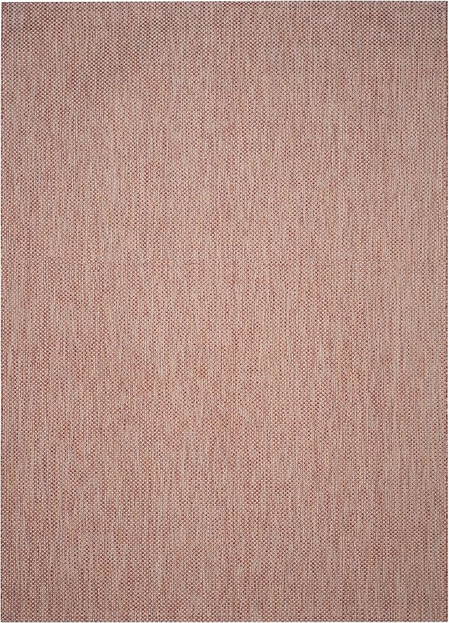 SAFAVIEH Courtyard Collection CY8521 Indoor/ Outdoor splashpoof Easy scrubbing Patio Backyard Mudroom Area-Rug, 8' x 11', Red/Beige