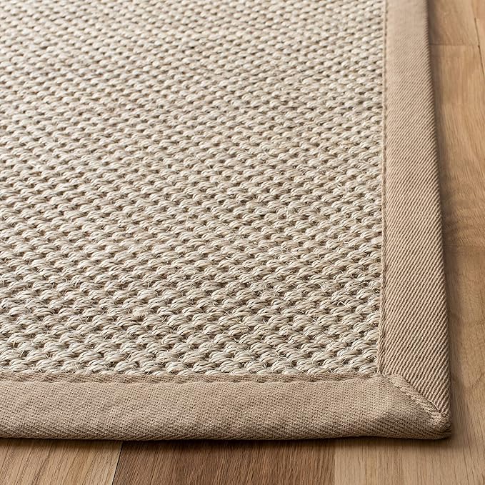 SAFAVIEH Natural Fiber Collection Area Rug - 5' x 8', Marble & Linen, Border Sisal Design, Easy Care, Ideal for High Traffic Areas in Living Room, Bedroom (NF143B)