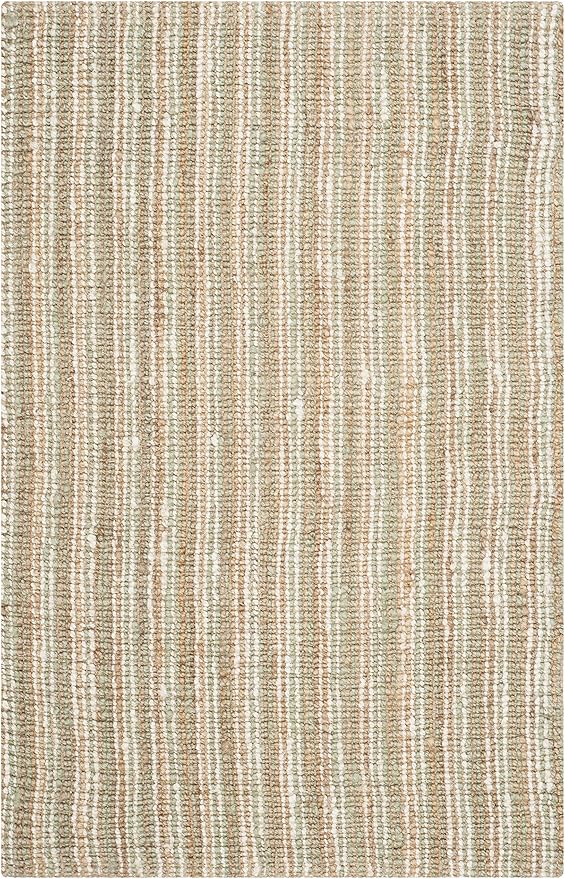 SAFAVIEH Natural Fiber Collection Accent Rug - 4' x 6', Sage & Natural, Handmade Chunky Textured Jute 0.75-inch Thick, Ideal for High Traffic Areas in Entryway, Living Room, Bedroom (NF447S)