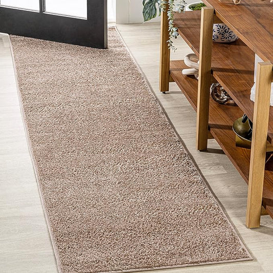 JONATHAN Y SEU100G-214 Haze Solid Low-Pile Indoor Runner Rug, Coastal, Bohemian, Minimalist, Classic, Casual for Bedroom,Kitchen,Living Room,Non Shedding,Easy-Washing, Beige, 2 X 14