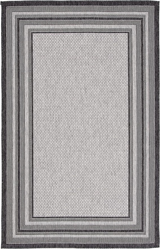 SAFAVIEH Courtyard Collection 2' x 3'7' Light Grey/Black CY8475 Indoor/ Outdoor Patio Backyard Mudroom Accent Rug