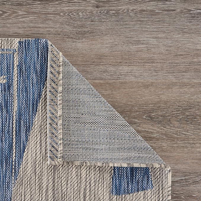 LR Home Marina Indoor/Outdoor Rug, 7'9" x 9'9" (Rectangular), Gray/Blue
