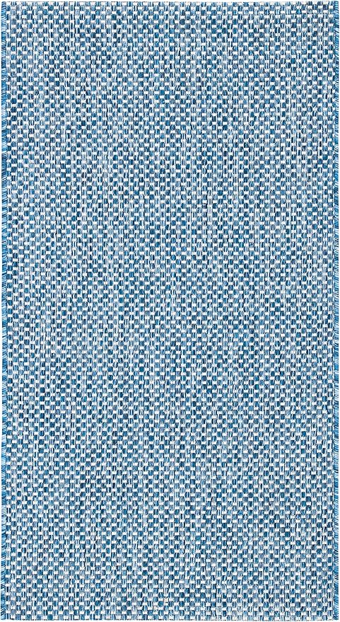 Safavieh Courtyard Collection Accent Rug - 2'3" x 5', Navy & Grey, Non-Shedding & Easy Care, Indoor/Outdoor & Washable-Ideal for Patio, Backyard, Mudroom (CY8521-36821)