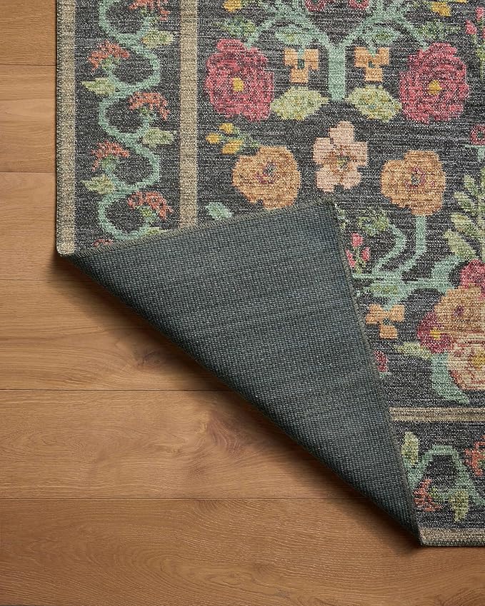 Loloi Rifle Paper Co. Rosa Collection RSA-01 Black 2'-0" x 5'-0" Accent Rug