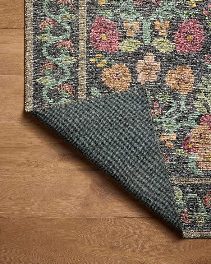 Loloi Rifle Paper Co. Rosa Collection RSA-01 Black 3'-9" x 5'-6" Accent Rug