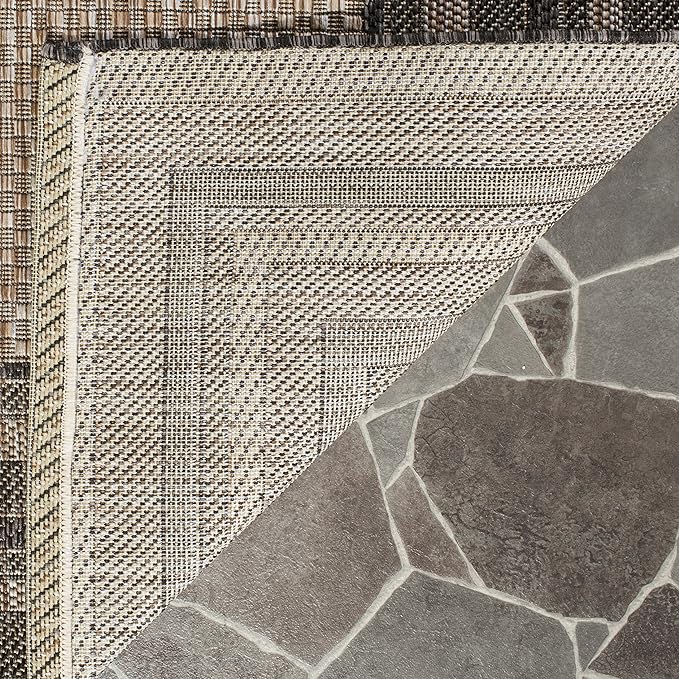 SAFAVIEH Courtyard Collection 2'3" x 12' Natural / Black CY8475 Indoor/ Outside Waterproof Easy cleansingPatio Backyard Mudroom Runner Mat