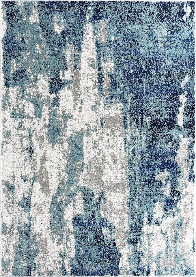 LUXE WEAVERS Modern Abstract Art Light Blue 4x5 Area Rug
