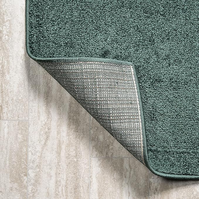 JONATHAN Y SEU100L-214 Haze Solid Low-Pile Indoor Runner Rug, Coastal, Bohemian, Minimalist, Classic, Casual for Bedroom,Kitchen,Living Room,Non Shedding,Easy-Washing, Green, 2 X 14