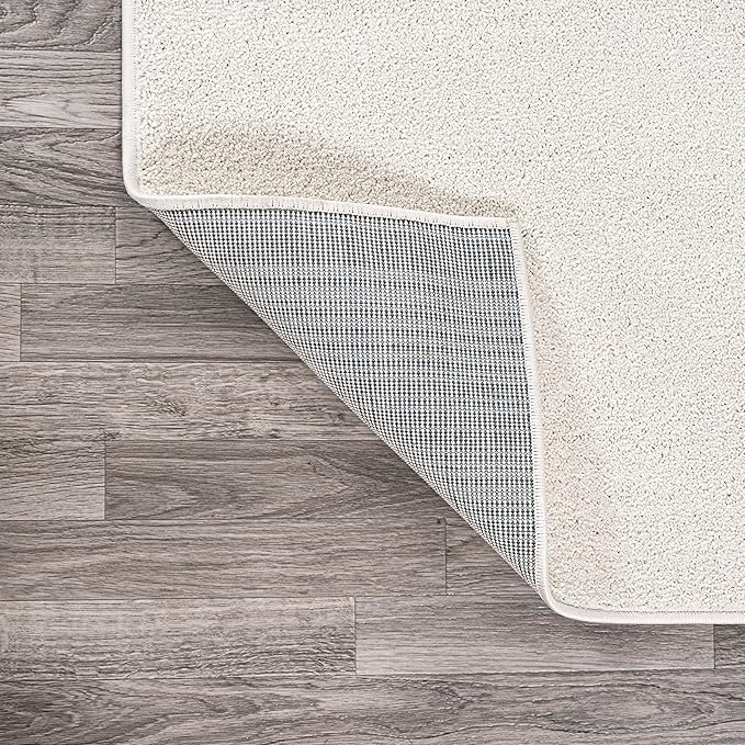 JONATHAN Y SEU100T-216 Haze Solid Low-Pile Indoor Runner Rug, Coastal, Bohemian, Minimalist, Classic, Casual for Bedroom,Kitchen,Living Room,Non Shedding,Easy-Washing, Cream, 2 X 16