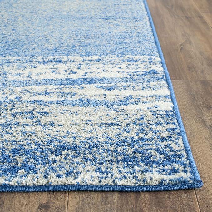 SAFAVIEH Adirondack Collection Runner Rug - 2'6" x 12', Silver & Blue, Modern Abstract Design, Non-Shedding & Easy Care, Ideal for High Traffic Areas in Living Room, Bedroom (ADR112F)