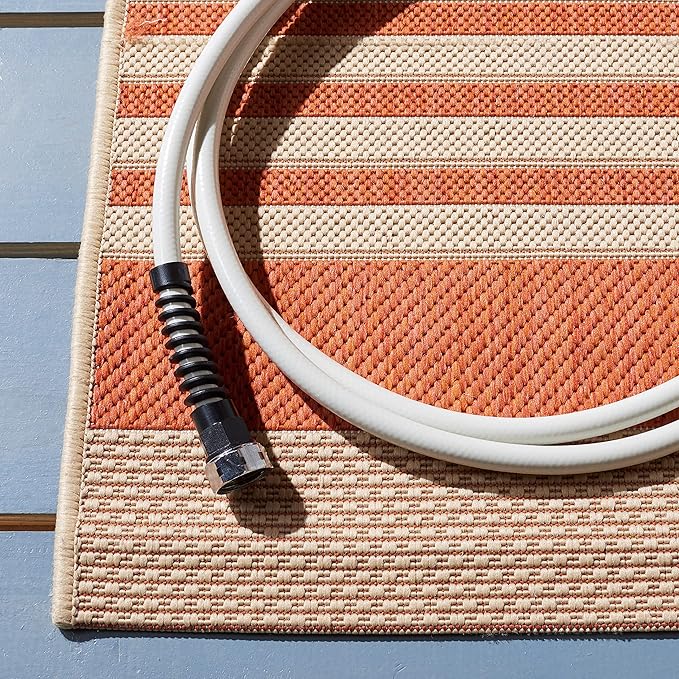 SAFAVIEH Courtyard Collection Runner Rug - 2'3' x 6'7', Green & Beige, Stripe Design, Non-Shedding & Easy Care, Indoor/Outdoor & Washable-Ideal for Patio, Backyard, Mudroom (CY6062-244)