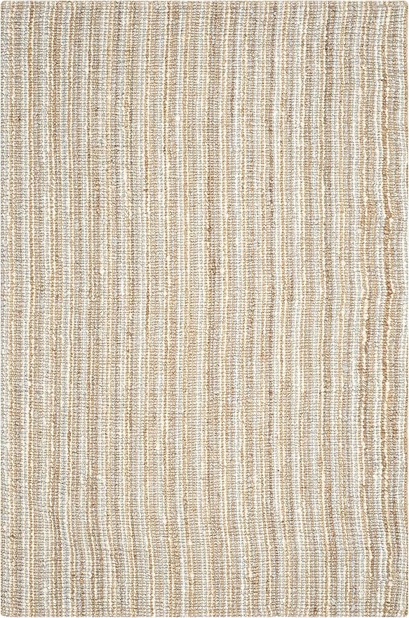 SAFAVIEH Natural Fiber Collection Area Rug - 6' x 9', Grey & Natural, Handmade Chunky Textured Jute 0.75-inch Thick, Ideal for High Traffic Areas in Living Room, Bedroom (NF447K)