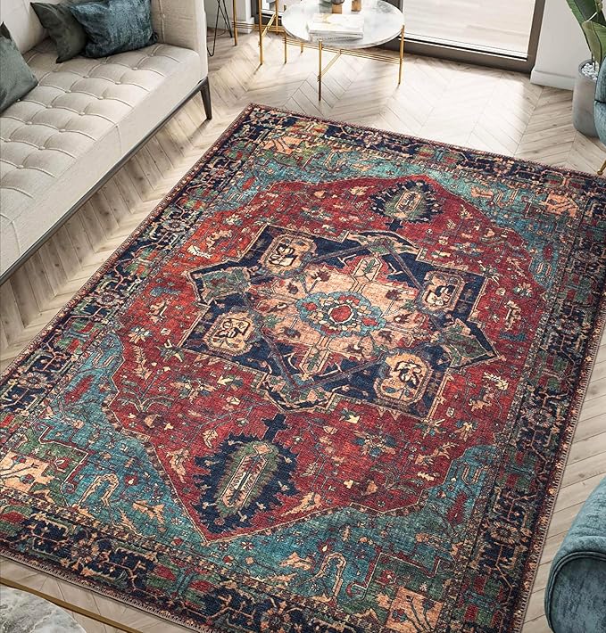 Keen Home Design 3x5 Rug - Machine Washable Entry Rug with Non-Slip Backing, Ideal for Enteryway, Kitchen, Bathroom, Laundry Room - Vintage, Easy Clean, Durable, Low Pile Rug - (3' x 5')