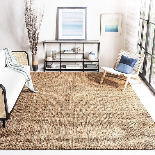SAFAVIEH Natural Fiber Collection Area Rug - 10' x 14', Natural, Handmade Chunky Textured Jute 0.75-inch Thick, Ideal for High Traffic Areas in Living Room, Bedroom (NF447A)