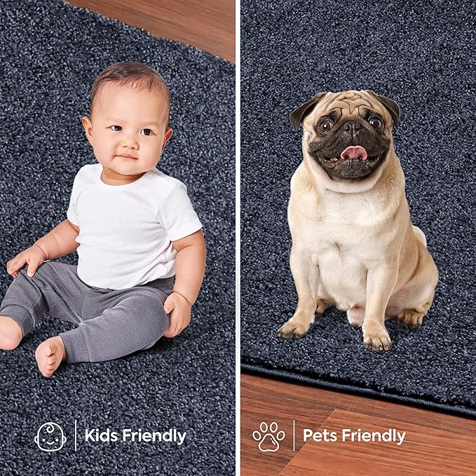 Furnish my Place Modern Plush Solid Color Rug - Petrol Blue, 3' x 36', Pet and Kids Friendly Rug. Made in USA, Runner, Area Rugs Great for Kids, Pets, Event, Wedding, Living Room