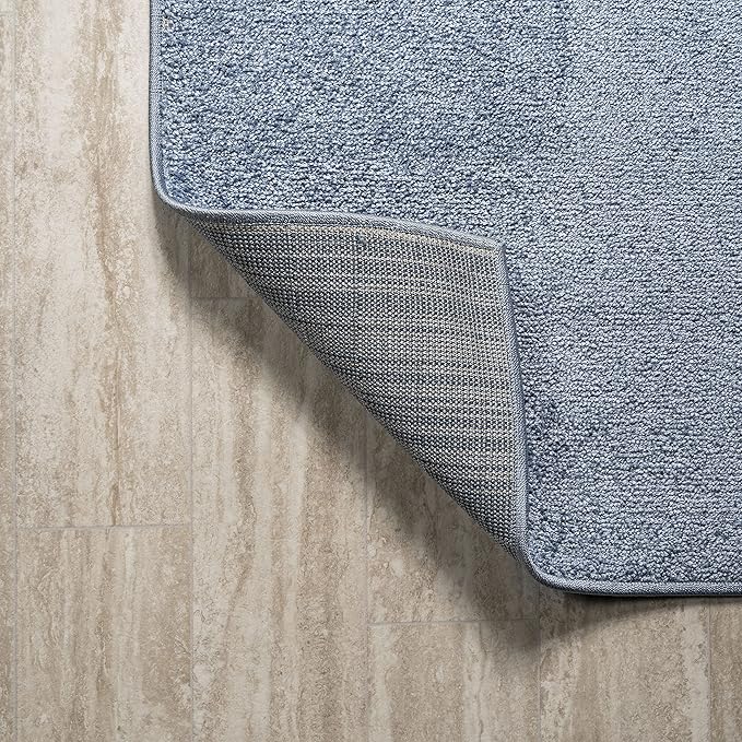 JONATHAN Y SEU100F-212 Haze Solid Low-Pile Indoor Runner Rug, Coastal, Bohemian, Minimalist, Classic, Casual for Bedroom,Kitchen,Living Room,Non Shedding,Easy-Washing, Blue, 2 X 12