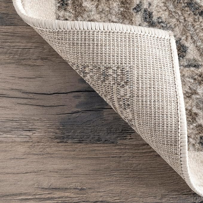 nuLOOM 6 Square Becca Traditional Tiled Area Rug, Beige, Faded Transitional Design, Stain Resistant, For Bedroom, Dining Room, Living Room, Hallway, Office, Kitchen, Entryway