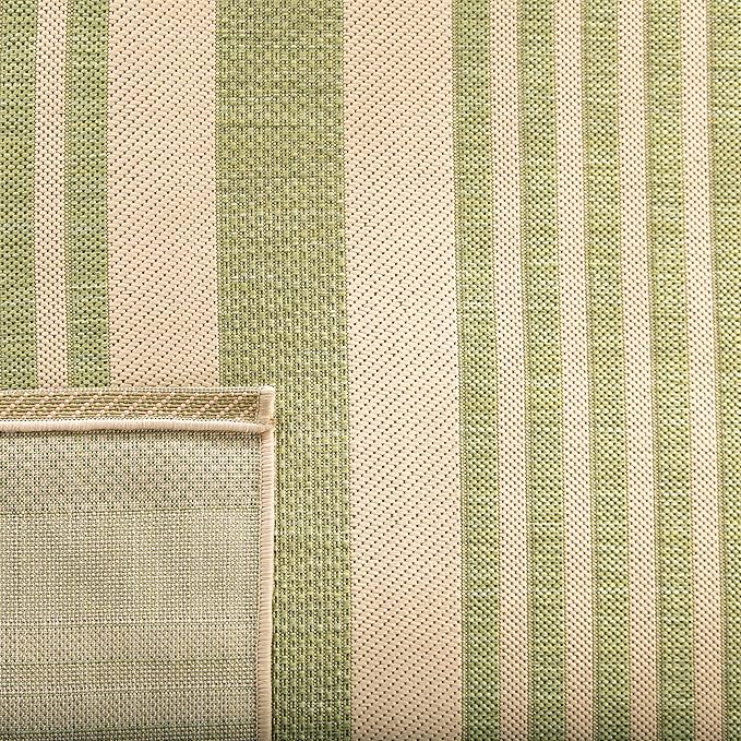 SAFAVIEH Courtyard Collection Accent Rug - 2' x 3'7', Beige & Sweet Pea, Stripe Design, Non-Shedding & Easy Care, Indoor/Outdoor & Washable-Ideal for Patio, Backyard, Mudroom (CY6062-218)