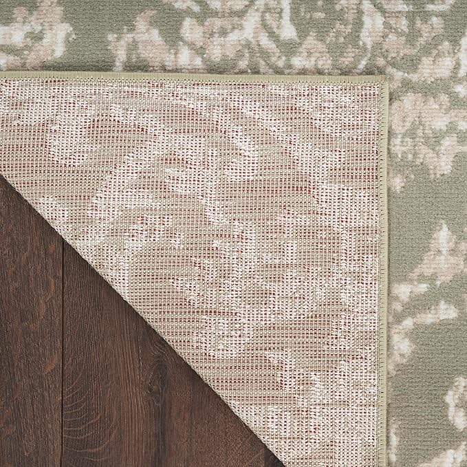 Nourison Jubilant Damask Olive 2' x 4' Area -Rug, Easy -Cleaning, Non Shedding, Bed Room, Living Room, Dining Room, Kitchen (2x4)" }