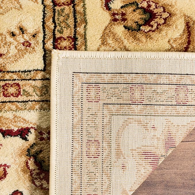 SAFAVIEH Lyndhurst Collection 8' Square Ivory / Ivory LNH212L Traditional Oriental Non-Shedding Living Room Bedroom Dining Home Office Area Rug
