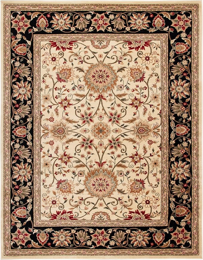 SAFAVIEH Lyndhurst Collection Area Rug - 10' x 14', Ivory & Black, Traditional Oriental Design, Non-Shedding & Easy Care, Ideal for High Traffic Areas in Living Room, Bedroom (LNH212B)