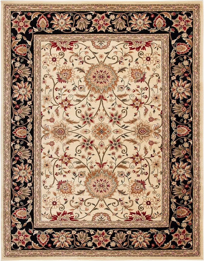 SAFAVIEH Lyndhurst Collection Area Rug - 6' x 9', Ivory & Black, Traditional Oriental Design, Non-Shedding & Easy Care, Ideal for High Traffic Areas in Living Room, Bedroom (LNH212B)