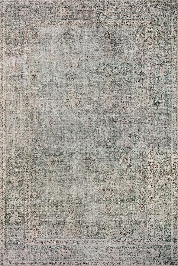 Loloi Chris Loves Julia Jules Collection JUL-08 Emerald/Antique Ivory 2'-6'' x 7'-6'', .13" Pile Height, Runner Rug