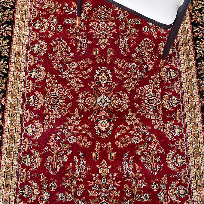 SAFAVIEH Lyndhurst Collection Runner Rug - 18' Runner, Red & Black, Oriental Design, Stain Resistant, Ideal for High Traffic Areas in Hallway, Bathroom & Kitchen (LNH331B-218)