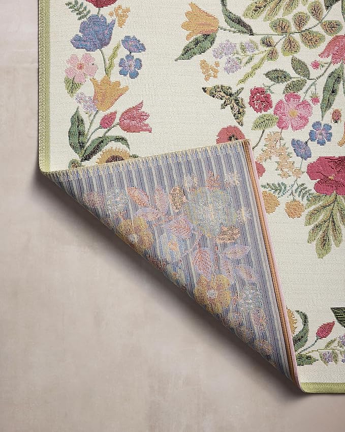 Loloi Rifle Paper Co. Perennial Collection Blossom PRN-01 Cream 2'-5" x 3'-11" Indoor/Outdoor Accent Rug