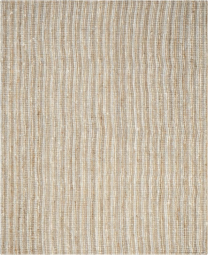 SAFAVIEH Natural Fiber Collection Area Rug - 10' x 14', Grey & Natural, Handmade Chunky Textured Jute 0.75-inch Thick, Ideal for High Traffic Areas in Living Room, Bedroom (NF447K)
