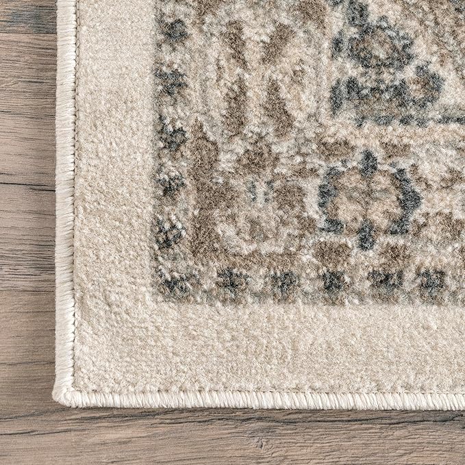 nuLOOM 6 Square Becca Traditional Tiled Area Rug, Beige, Faded Transitional Design, Stain Resistant, For Bedroom, Dining Room, Living Room, Hallway, Office, Kitchen, Entryway