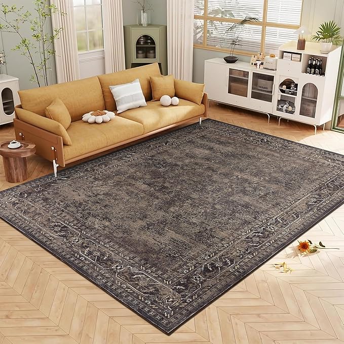 5x7 ft Washable Area Rug, Non-Slip, Soft & Durable for Indoor & Outdoor Use, Boho Style for Living Room, Bedroom, Office, Kitchen, Patio, Entryway, Kids' Room