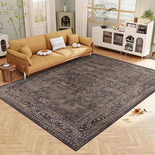 5x7 ft Washable Area Rug, Non-Slip, Soft & Durable for Indoor & Outdoor Use, Boho Style for Living Room, Bedroom, Office, Kitchen, Patio, Entryway, Kids' Room
